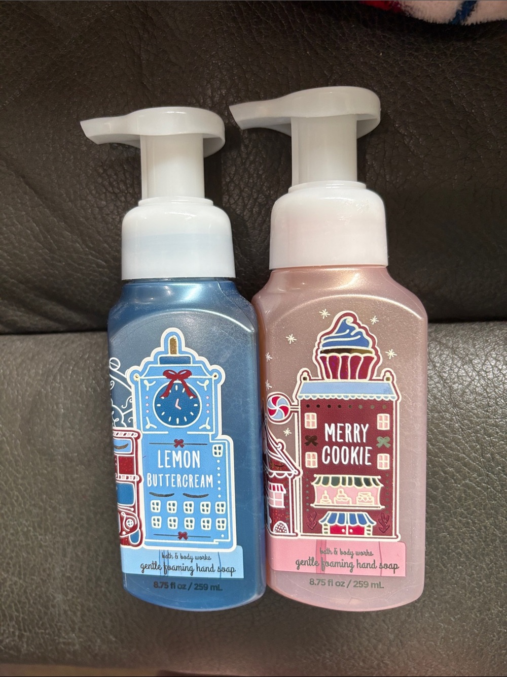 Bath and body foam soap in merry cookie and lemon buttercream